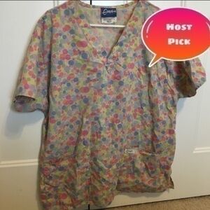 Women’s size large V neck scrub top